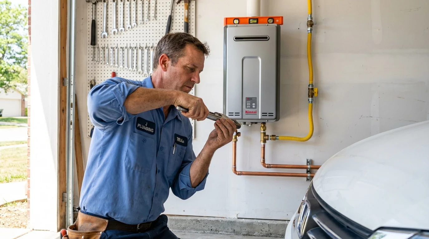 Tankless water heater installation by a Johns Plumbing LLC plumber in Arbuckle