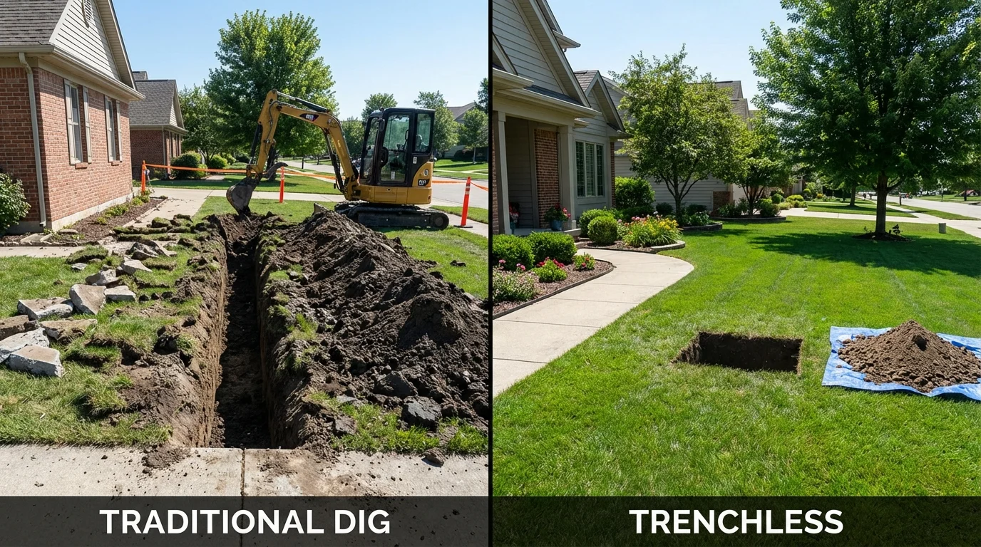 Trenchless sewer repair with minimal yard damage versus traditional excavation in Arbuckle, CA